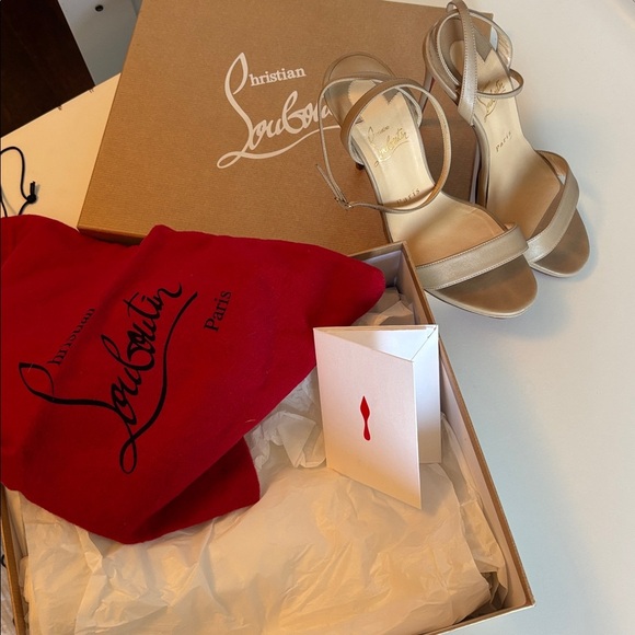 Christian Louboutin Queen 120 Nappa heels color Tan size 37.5 - Picture 12 of 15